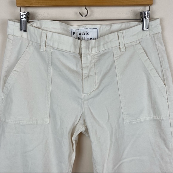 Frank & Eileen Blackrock Utility Pant Italian Peached Twill Chalk Size 10 - Picture 4 of 12